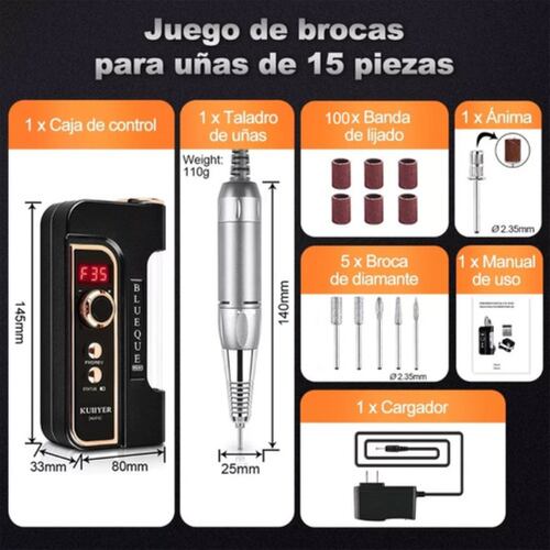Pulidor De Uñas Eléctrico 35000rpm, Taladros De Manicura Negro