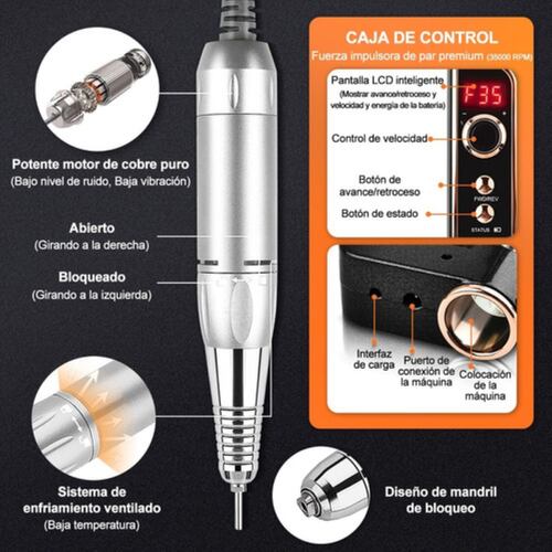Pulidor De Uñas Eléctrico 35000rpm, Taladros De Manicura Negro