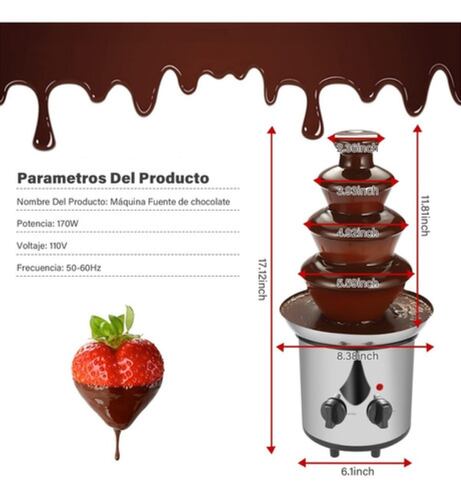 Fuente De Chocolate de 4 capas Maquina Postres Cocina Y Fiesta Plateado