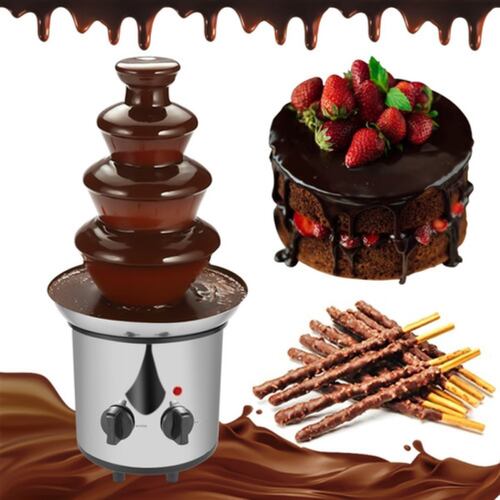Fuente De Chocolate de 4 capas Maquina Postres Cocina Y Fiesta Plateado