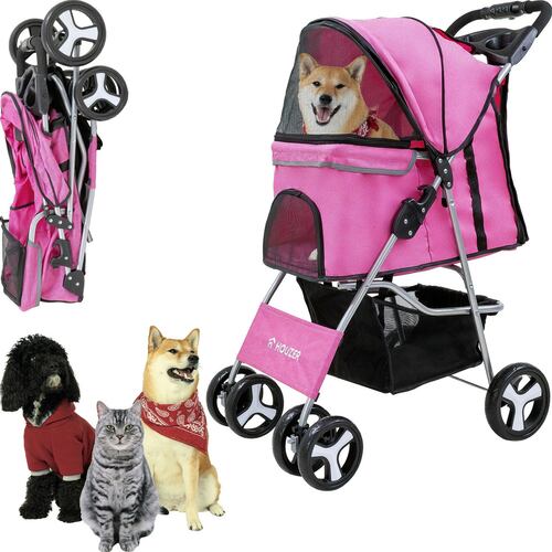 Carriola Plegable Mascotas Perros Gatos Pet Rosa