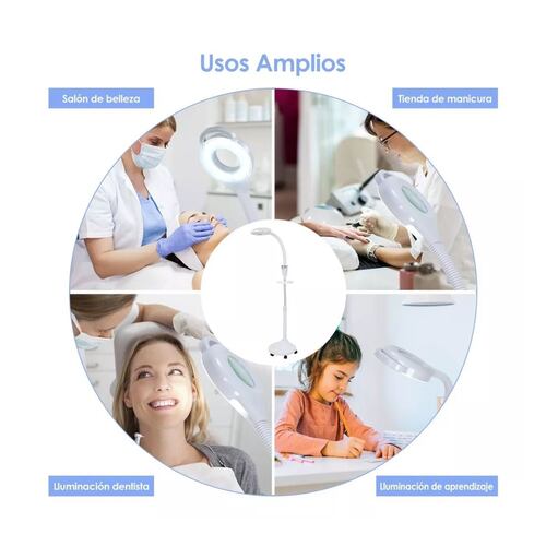 Lámpara De Pie Con Lupa 2.5x Para Maquillaje Profesional Blanco