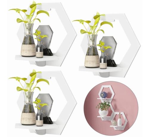 Set 3 Repisas Decorativas En Pared Hogar Flotantes Blanco