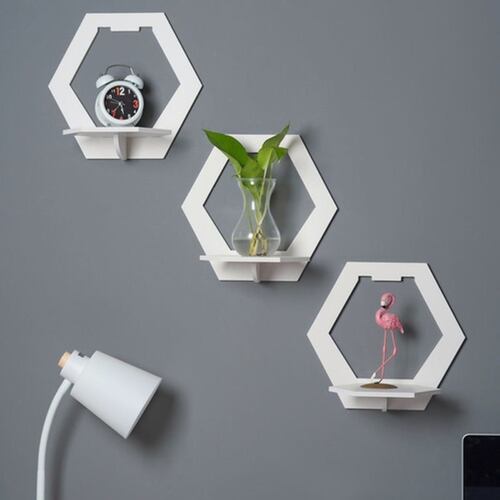 Set 3 Repisas Decorativas En Pared Hogar Flotantes Blanco