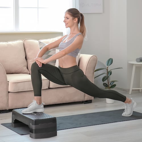Banco Step Altera 3 Niveles de Elevación Ajustable, Banco Aerobics para Fitness Crossfit Gym