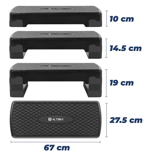 Banco Step Altera 3 Niveles de Elevación Ajustable, Banco Aerobics para Fitness Crossfit Gym