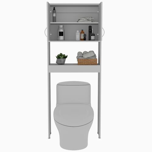 Mueble Ahorrador de espacio para baño con entrepaños Siena color blanco.