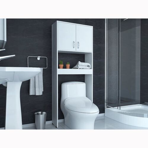 Mueble Ahorrador de espacio para baño con entrepaños Siena color blanco.