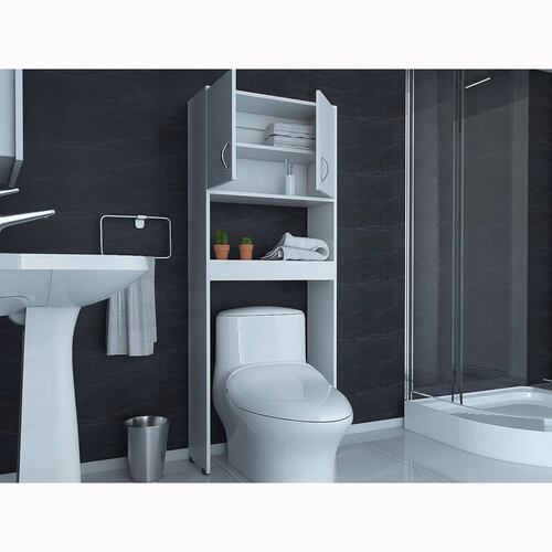 Mueble Ahorrador de espacio para baño con entrepaños Siena color blanco.