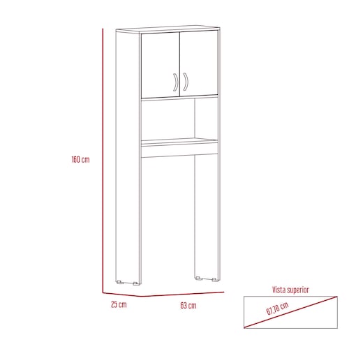 Mueble Ahorrador de espacio para baño con entrepaños Siena color blanco.