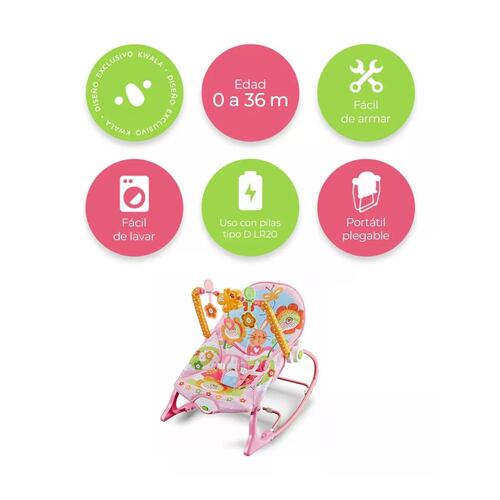 Rocker Silla Vibradora Mecedora De Bebe Musical Con Juegos Rosa
