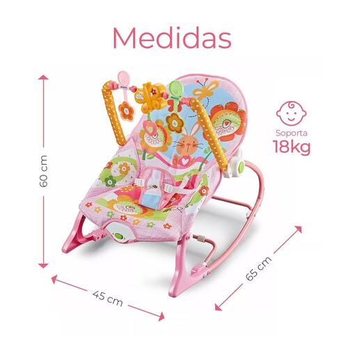 Rocker Silla Vibradora Mecedora De Bebe Musical Con Juegos Rosa