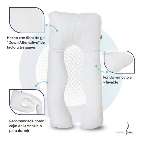 Almohada Para Embarazo Y Lactancia Premium Tela Extra Suave Blanca 