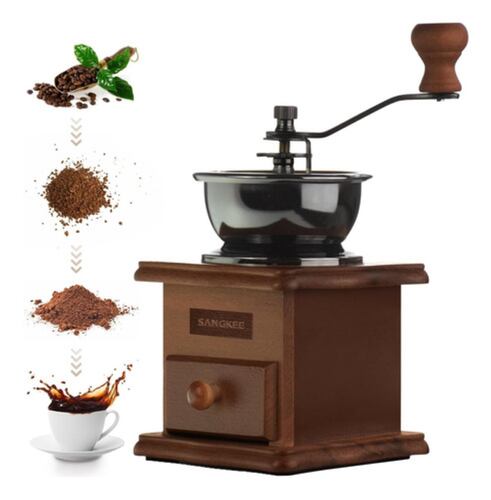 Molino Manual Portatil Para Cafe Manivela Ajustable Acero