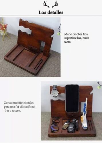 Organizador Buro Escritorio Celular Reloj Para Hombre Morron Oscuro