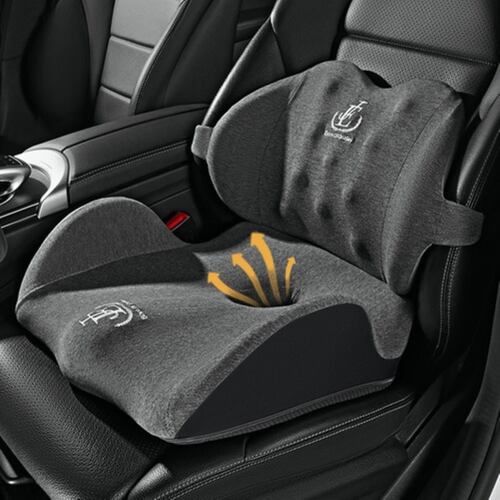 Cojín De Asiento De Coche Y Almohada De Soporte Lumbar Gris 