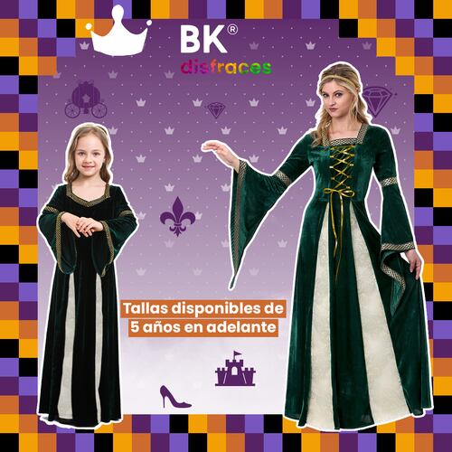 Disfraz de Halloween Princesa Reina Queen Premium de tela Adulto 12+ / 2 tallas disponibles.