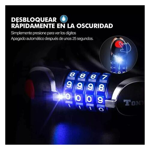 Candado De Cable Candado Cadena Seguridad Para Bici O Moto Nnegro