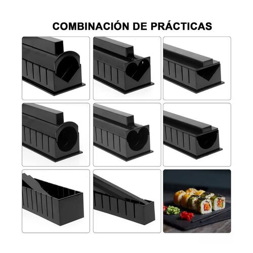 Herramienta De Sushi, Molde Para Hacer Sushi Rollos 11 Pzs Negro