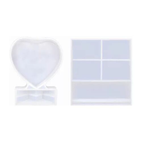 2 Pcs Marco Fotos Resina Corazón Rectangular Moldes Silicona