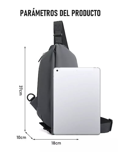 Pechera Mochila Cruzada Hombro Gris Oscuro