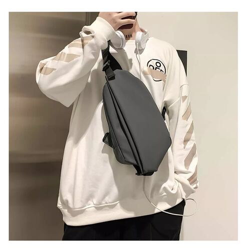 Pechera Mochila Cruzada Hombro Gris Oscuro