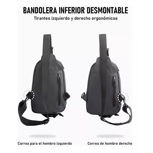 Pechera Mochila Cruzada Hombro Gris Oscuro