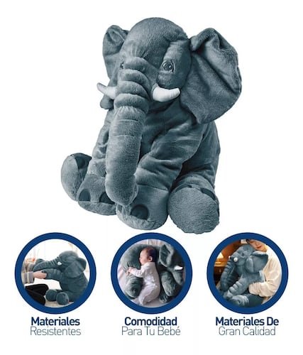 Peluche De Elefante Almohada Gris Oxford 65 cm