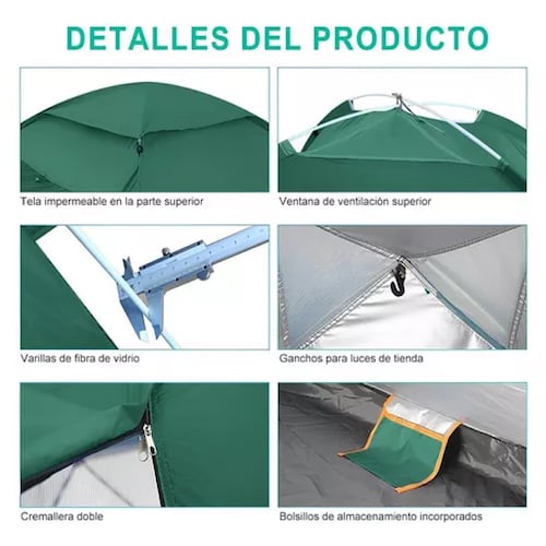 Tiendas Casa Campaña 3 Personas/gran Espacio /fácil Instalar.