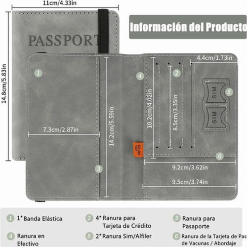 Porta Pasaporte Documentos Funda Protectora Rfid Con Viaje