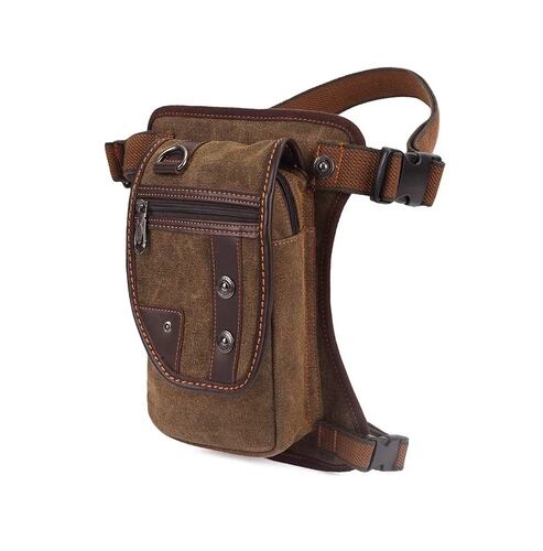 Riñonera Bolso Mochila Lona Vintage Marron