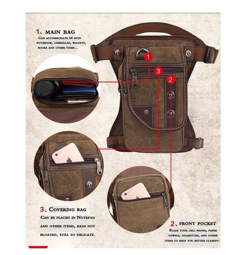 Riñonera Bolso Mochila Lona Vintage Marron