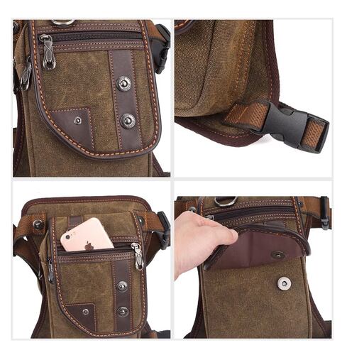 Riñonera Bolso Mochila Lona Vintage Marron