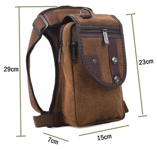 Riñonera Bolso Mochila Lona Vintage Marron