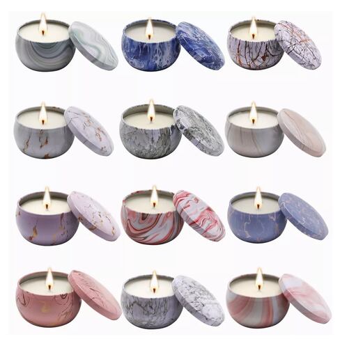 Velas Aromáticas De Cera De Soja 12 Rosas, Moradas y Azul