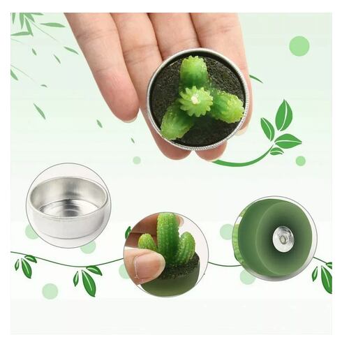 Velas Decorativas Cactus y Suculenta Artificiales 12 Pz