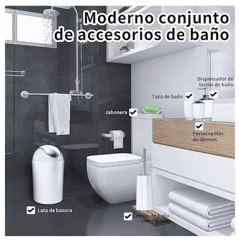 Accesorios Baño Regalo De Plástico De 6 Piezas Blanco
