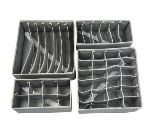4 Organizadores Plegables De Ropa Interior Para Cajones Gris 
