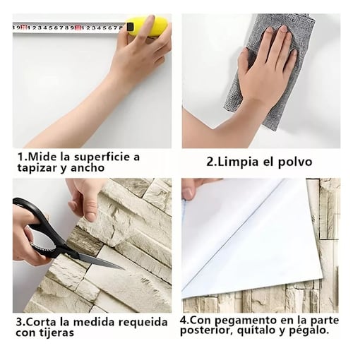 Papel Tapiz Autoadherible Estilo 3d Ladrillo De Piedra 6m Beige