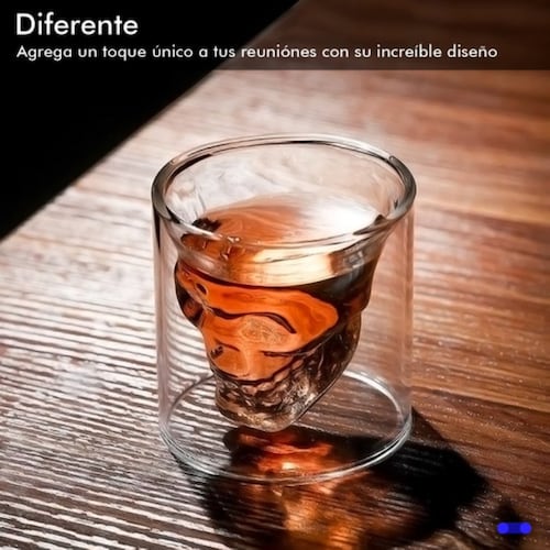 Pack 6 Vasos Calaca Shot Tequilero Vaso Vidrio Calavera 75ml Transparente