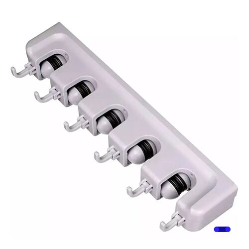 Colgador Organizador De Escobas Trapeadores 5 Espacios Blanco