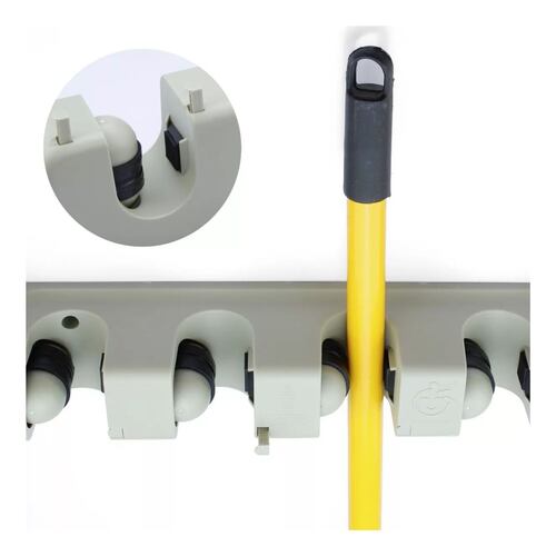 Colgador Organizador De Escobas Trapeadores 5 Espacios Blanco