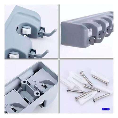 Colgador Organizador De Escobas Trapeadores 5 Espacios Blanco