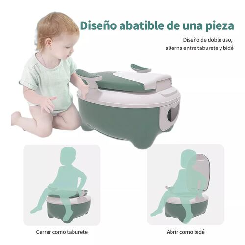 Baño Entrenador Con Asiento Y Tapa Para Niños verde con blanco