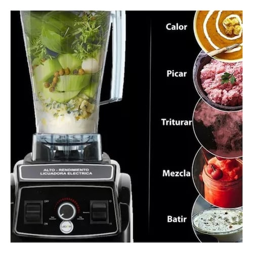 Licuadora Para Cocina Lagom Vaso Irrompible De 2l Bpa Tapa Antiderrame Negro 
