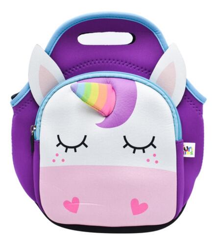 Lonchera Infantil Termica Unicornio Bolsa Almuerzo De Niños Morado