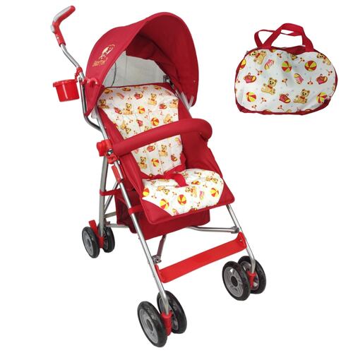 Carriola para Bebe de Baston Compacta,Plegable,Ligera,Reclinable  - Rojo.
