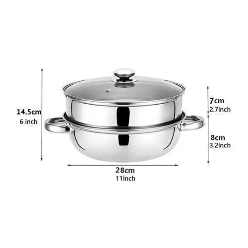 Olla Vaporera De Acero Inoxidable, De Cocina con 2 Capas Plateada 