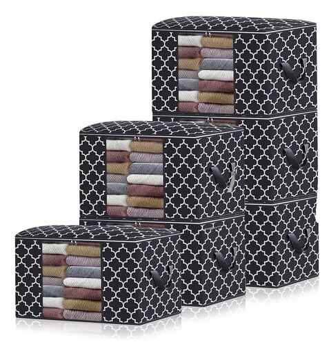 Bolsas Almacenamiento, 6 Piezas Negro con Blanco