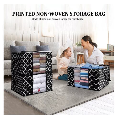 Bolsas Almacenamiento, 6 Piezas Negro con Blanco